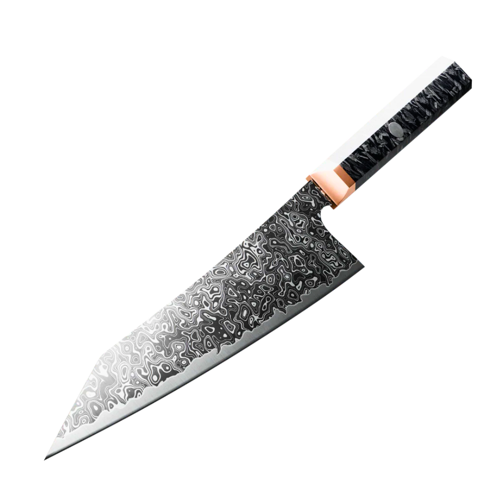 Couteau Bunka Damascus - Blackout Édition - La Forge du Viandard