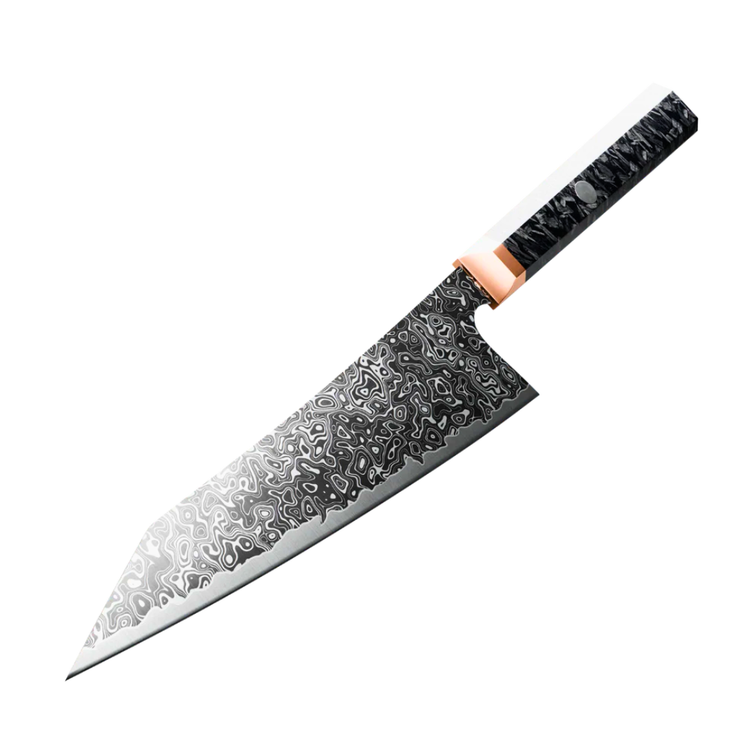 Couteau Bunka Damascus - Blackout Édition - La Forge du Viandard