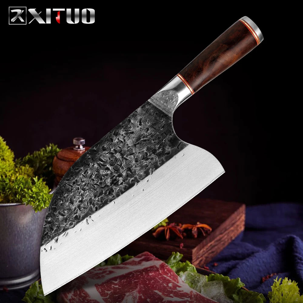 Stainless Steel Chef Knife Handmade Forged Sharp Cleaver Wide Blade Professional Butcher Knife Utility  Vegetable Knives